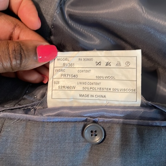 ♻️ Profilo Uomo Gray Men Suit Jacket Blazer Bronze Crescent Buttons size 52R/46W - Picture 4 of 16